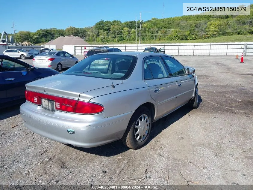 2005 Buick Century VIN: 2G4WS52J851150579 Lot: 40259481