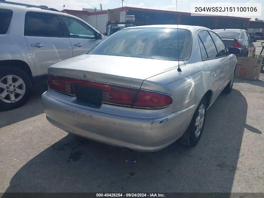 2005 Buick Century VIN: 2G4WS52J151100106 Lot: 40426254