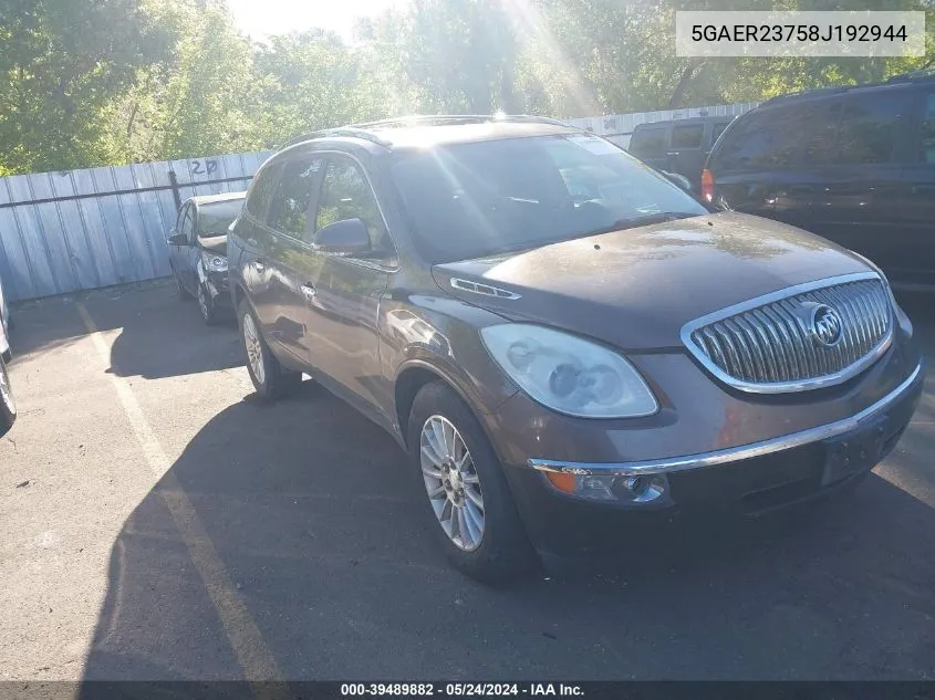 2008 Buick Enclave Cxl VIN: 5GAER23758J192944 Lot: 39489882