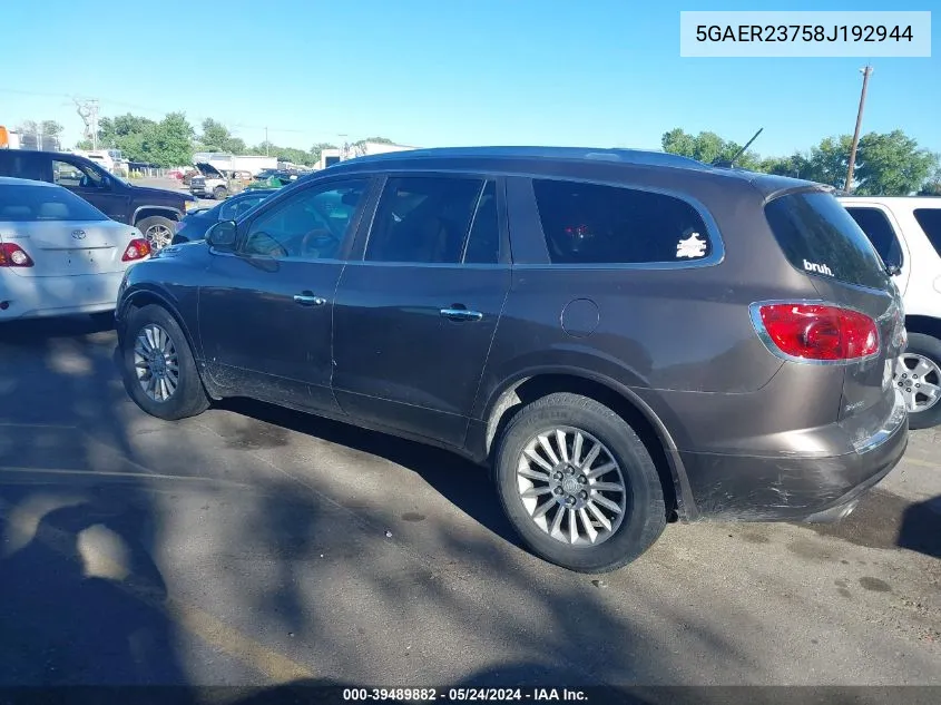 2008 Buick Enclave Cxl VIN: 5GAER23758J192944 Lot: 39489882