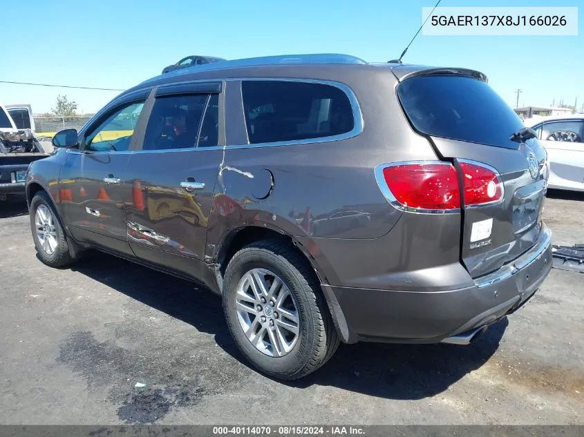 2008 Buick Enclave Cx VIN: 5GAER137X8J166026 Lot: 40114070