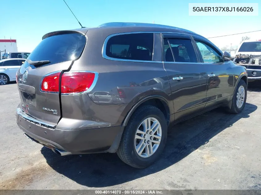 2008 Buick Enclave Cx VIN: 5GAER137X8J166026 Lot: 40114070