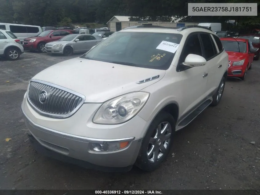 2008 Buick Enclave Cxl VIN: 5GAER23758J181751 Lot: 40336912