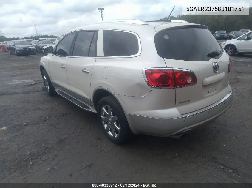 5GAER23758J181751 2008 Buick Enclave Cxl