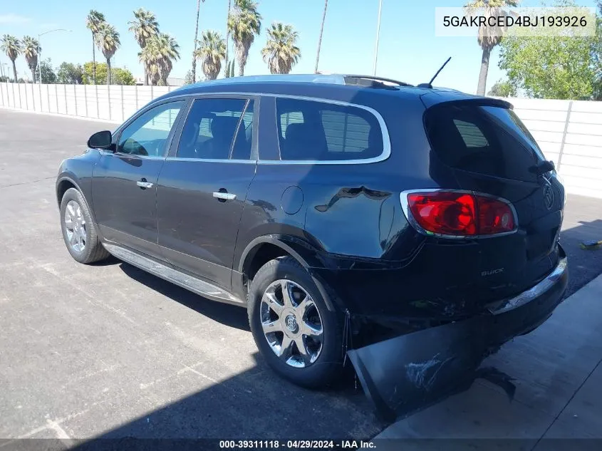 2011 Buick Enclave 2Xl VIN: 5GAKRCED4BJ193926 Lot: 39311118