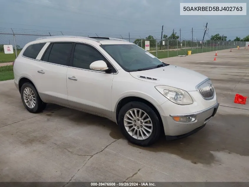 2011 Buick Enclave 1Xl VIN: 5GAKRBED5BJ402763 Lot: 39476508