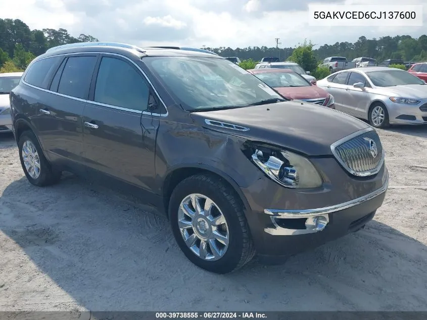 2012 Buick Enclave Leather VIN: 5GAKVCED6CJ137600 Lot: 39738555