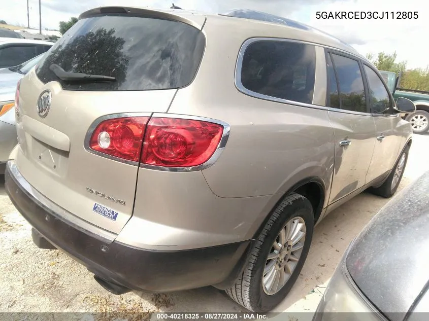 2012 Buick Enclave Leather VIN: 5GAKRCED3CJ112805 Lot: 40218325