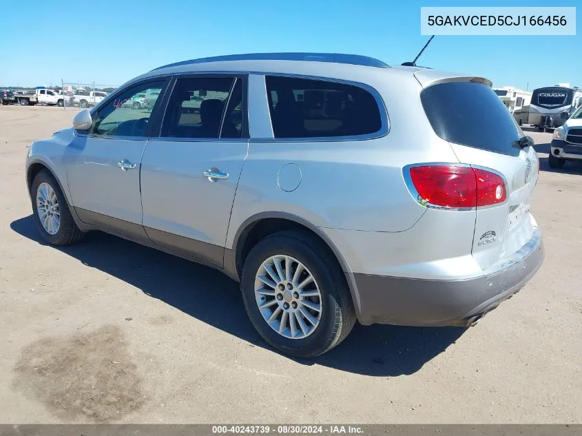 2012 Buick Enclave Leather VIN: 5GAKVCED5CJ166456 Lot: 40243739