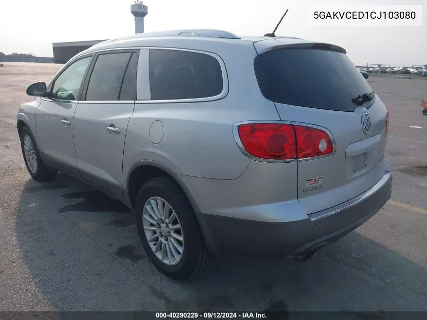 2012 Buick Enclave Leather VIN: 5GAKVCED1CJ103080 Lot: 40290229