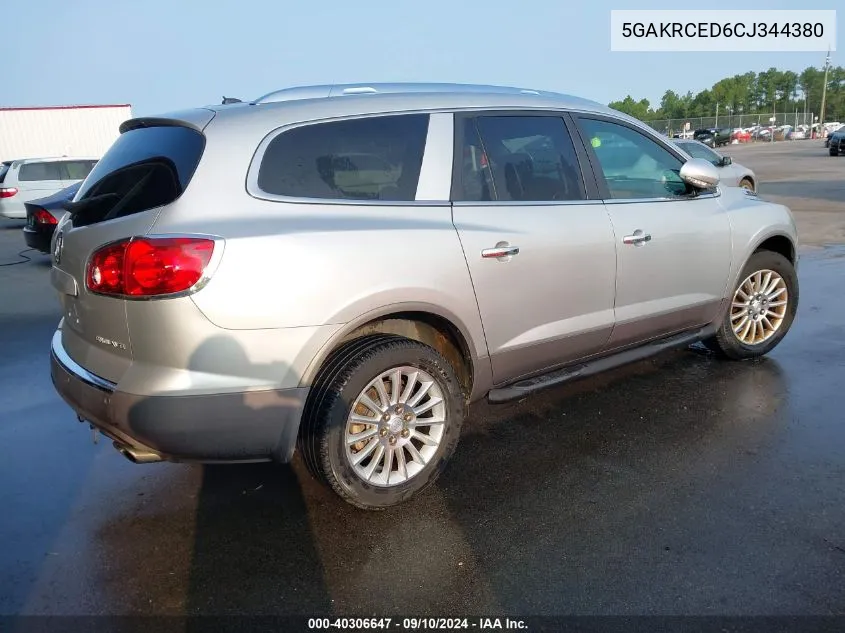 2012 Buick Enclave VIN: 5GAKRCED6CJ344380 Lot: 40306647