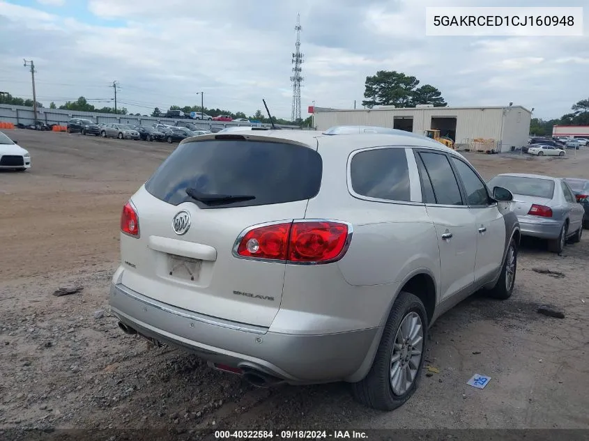 2012 Buick Enclave Leather VIN: 5GAKRCED1CJ160948 Lot: 40322584