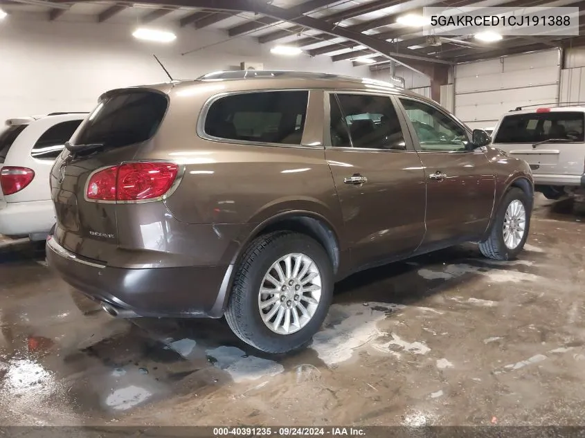 2012 Buick Enclave Leather VIN: 5GAKRCED1CJ191388 Lot: 40391235