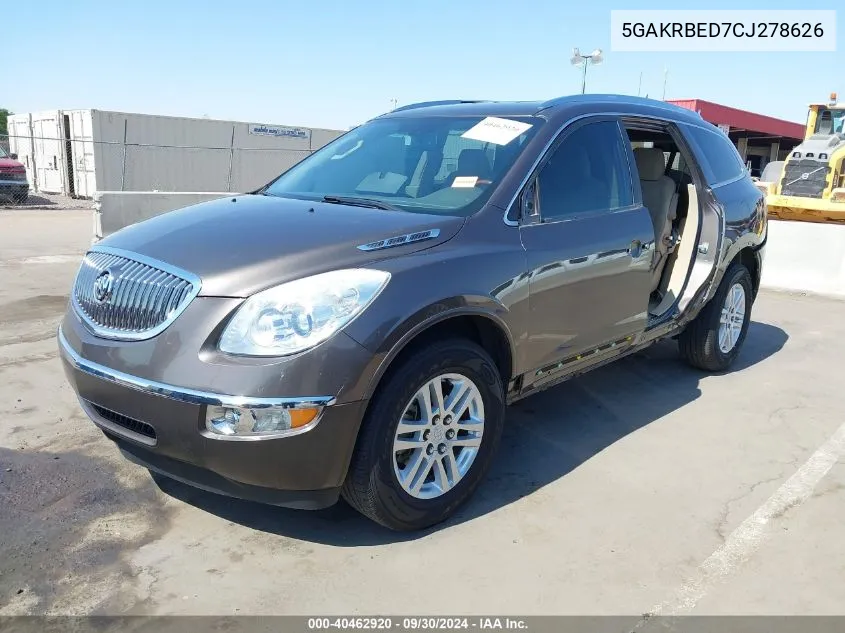 5GAKRBED7CJ278626 2012 Buick Enclave Convenience