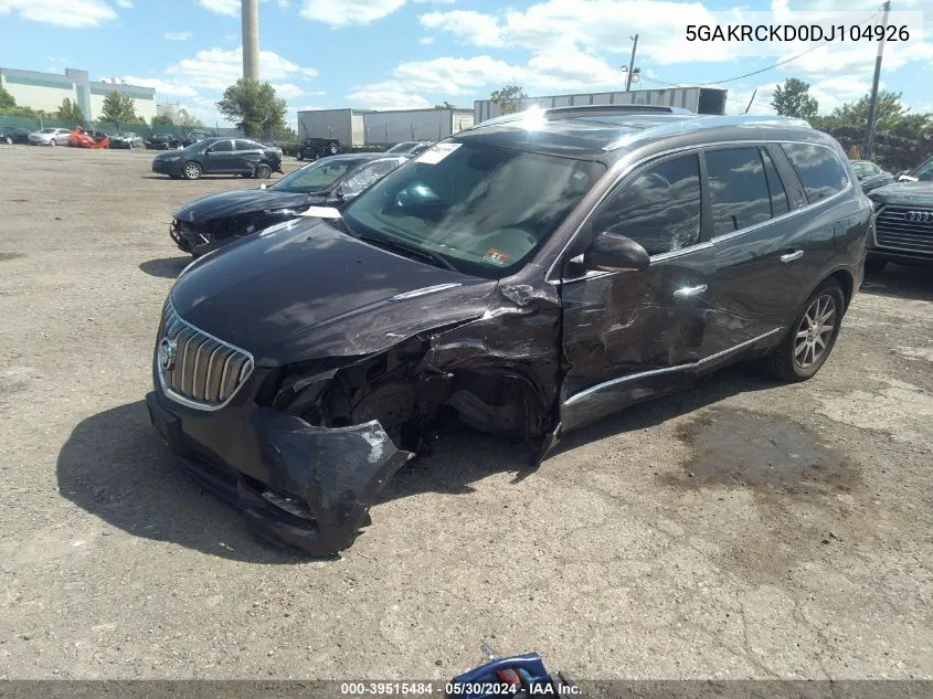 2013 Buick Enclave Leather VIN: 5GAKRCKD0DJ104926 Lot: 39515484