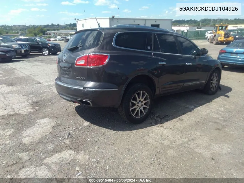 2013 Buick Enclave Leather VIN: 5GAKRCKD0DJ104926 Lot: 39515484