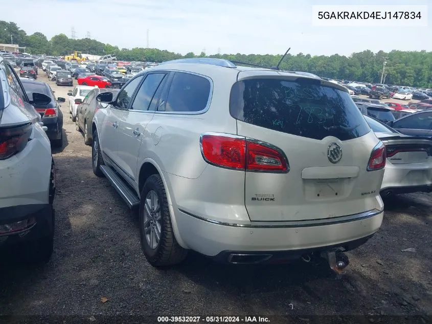 2014 Buick Enclave Convenience VIN: 5GAKRAKD4EJ147834 Lot: 39532027