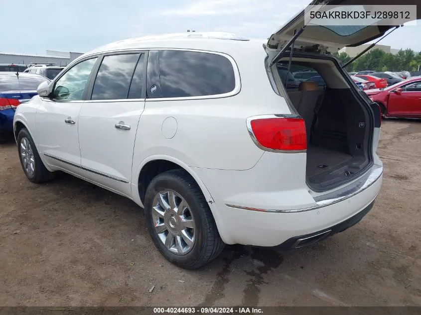 2015 Buick Enclave Leather VIN: 5GAKRBKD3FJ289812 Lot: 40244693