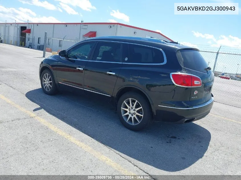 2016 Buick Enclave Leather VIN: 5GAKVBKD2GJ300943 Lot: 39509705