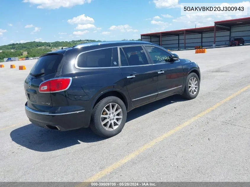 2016 Buick Enclave Leather VIN: 5GAKVBKD2GJ300943 Lot: 39509705