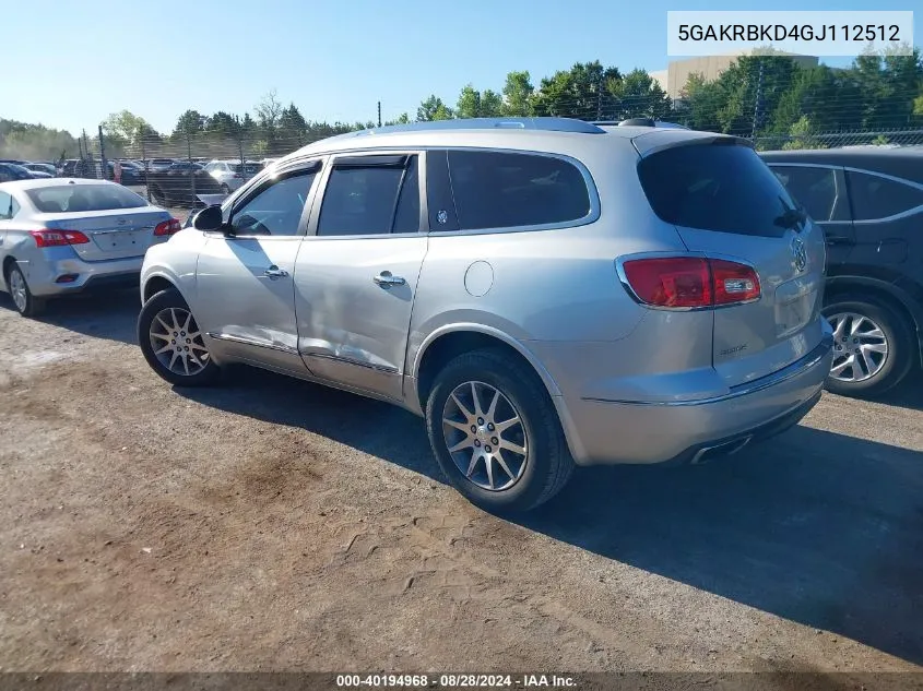 2016 Buick Enclave Leather VIN: 5GAKRBKD4GJ112512 Lot: 40194968