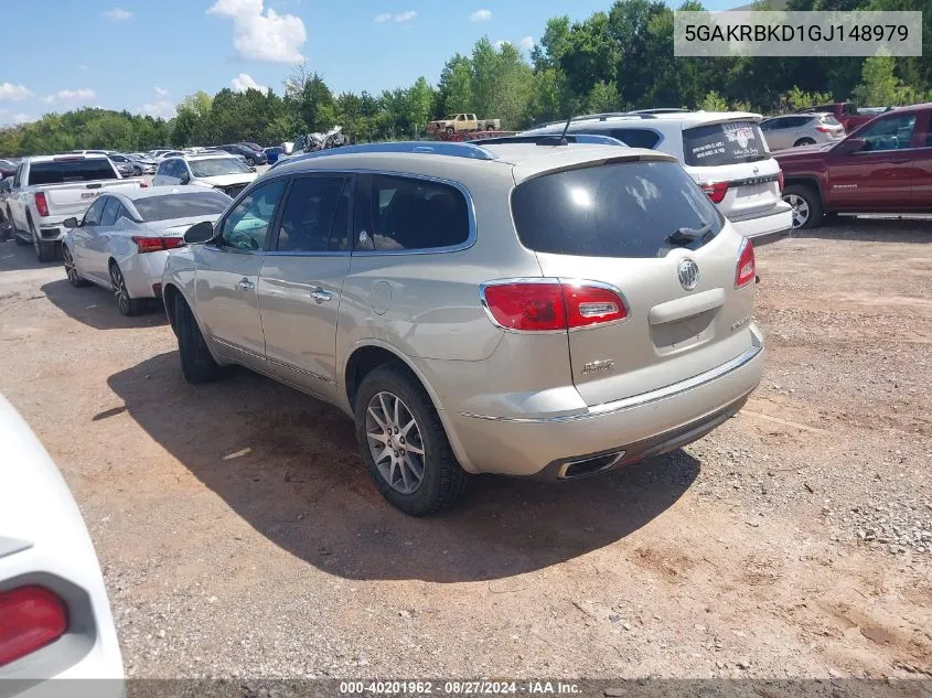 2016 Buick Enclave Leather VIN: 5GAKRBKD1GJ148979 Lot: 40201962