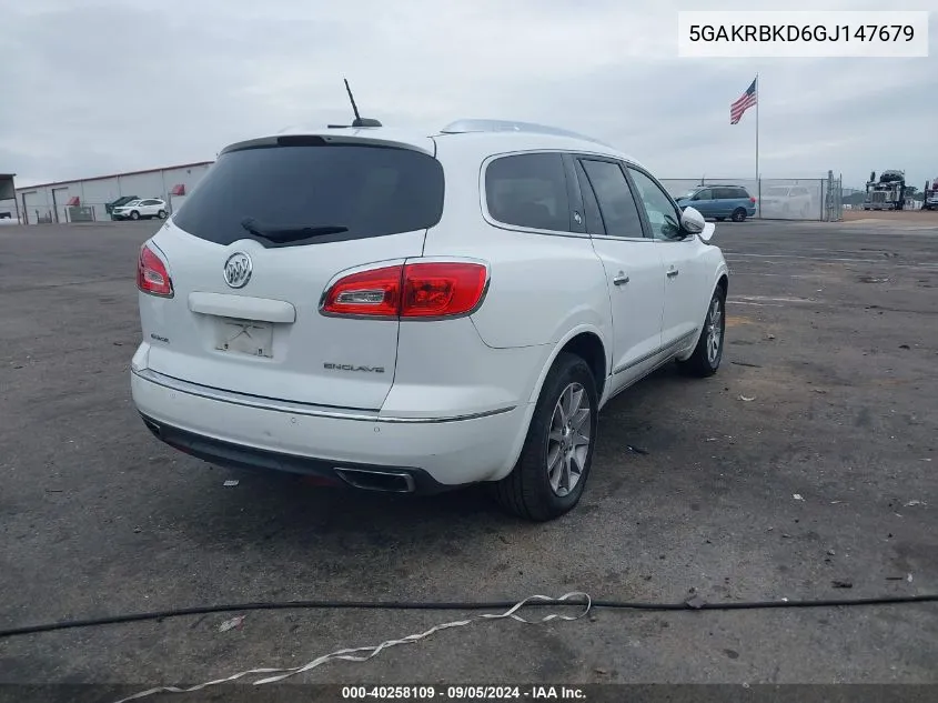 2016 Buick Enclave Leather VIN: 5GAKRBKD6GJ147679 Lot: 40258109