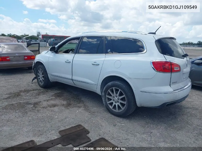 2016 Buick Enclave Leather VIN: 5GAKRBKD1GJ109549 Lot: 40270496