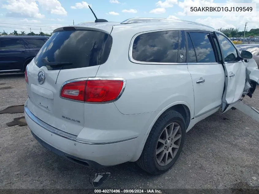 2016 Buick Enclave Leather VIN: 5GAKRBKD1GJ109549 Lot: 40270496