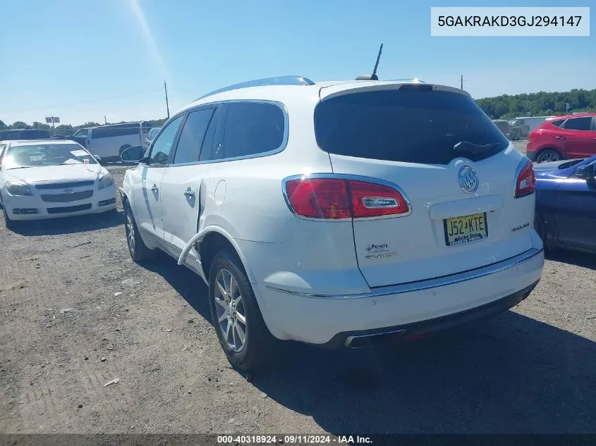 2016 Buick Enclave Convenience VIN: 5GAKRAKD3GJ294147 Lot: 40318924