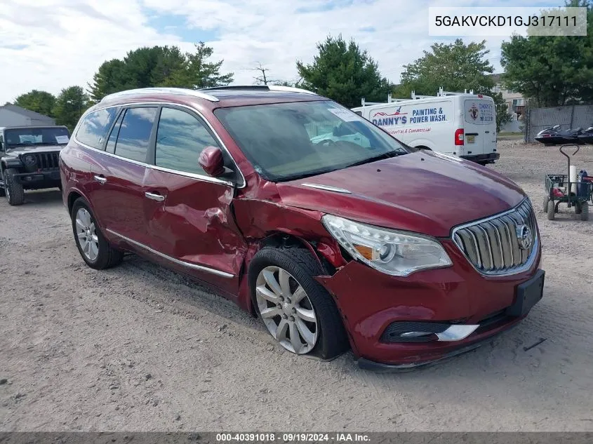 5GAKVCKD1GJ317111 2016 Buick Enclave Premium