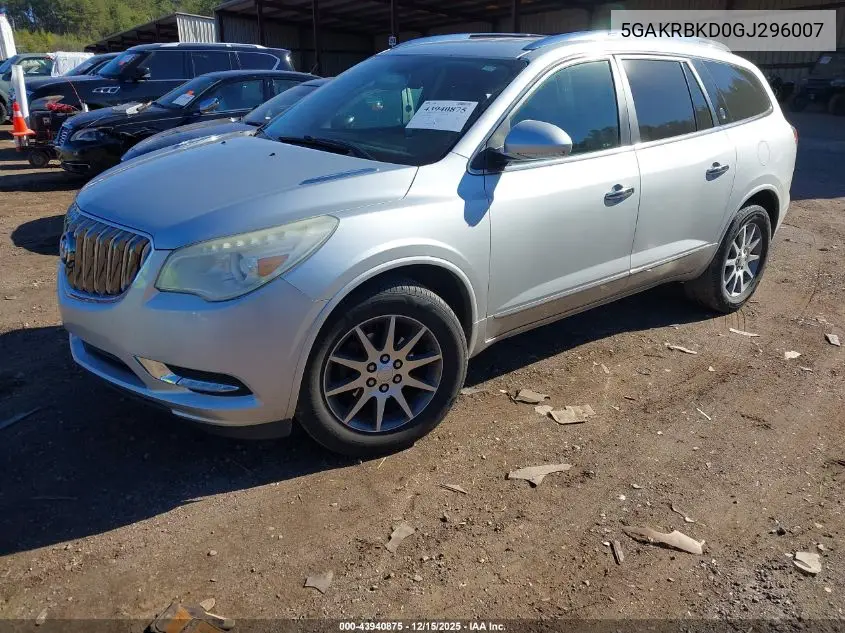 5GAKRBKD0GJ296007 2016 Buick Enclave Leather