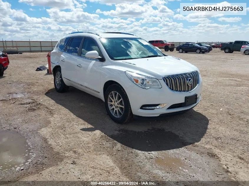 2017 Buick Enclave Leather VIN: 5GAKRBKD4HJ275663 Lot: 40256422