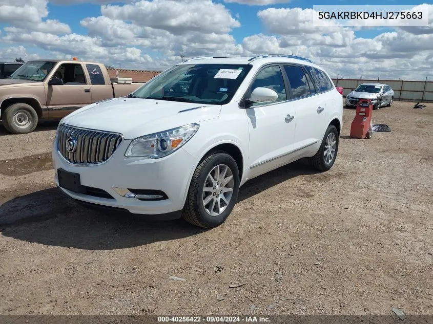 2017 Buick Enclave Leather VIN: 5GAKRBKD4HJ275663 Lot: 40256422