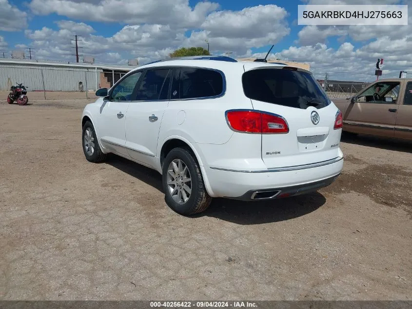 2017 Buick Enclave Leather VIN: 5GAKRBKD4HJ275663 Lot: 40256422