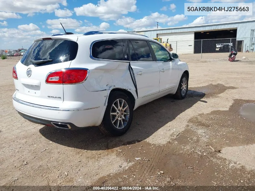 2017 Buick Enclave Leather VIN: 5GAKRBKD4HJ275663 Lot: 40256422