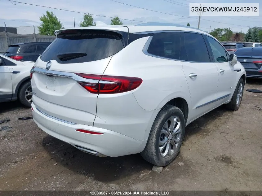 2021 Buick Enclave VIN: 5GAEVCKW0MJ245912 Lot: 12033587