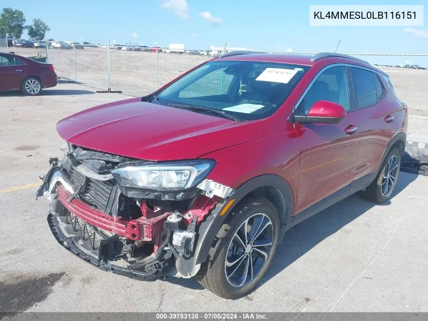 2020 Buick Encore Gx Awd Select VIN: KL4MMESL0LB116151 Lot: 39783135