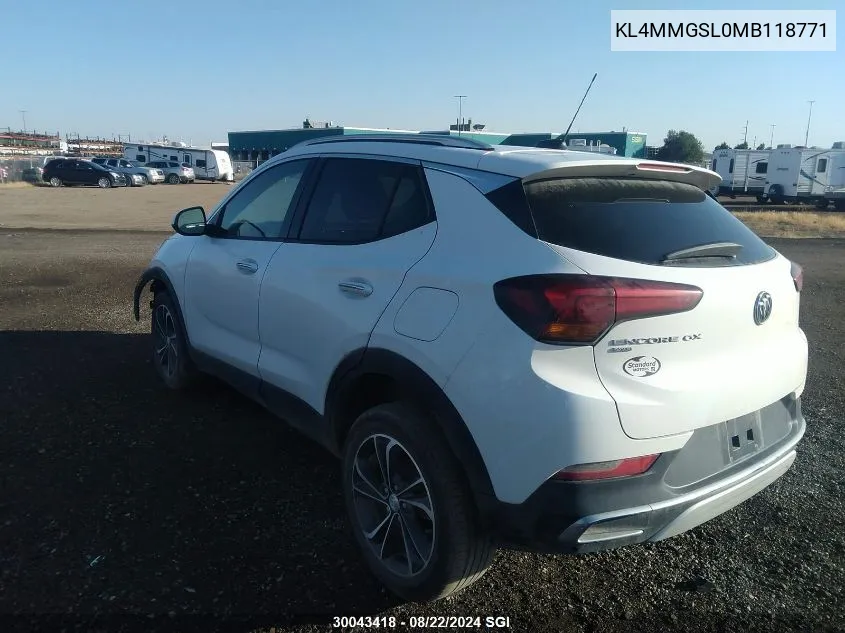 2021 Buick Encore Gx Essence VIN: KL4MMGSL0MB118771 Lot: 30043418