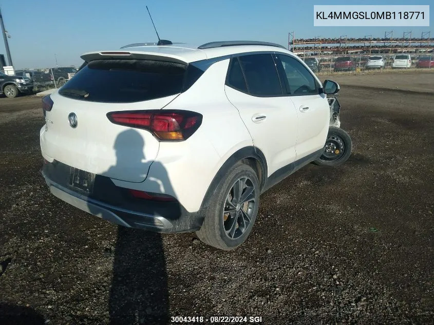 2021 Buick Encore Gx Essence VIN: KL4MMGSL0MB118771 Lot: 30043418