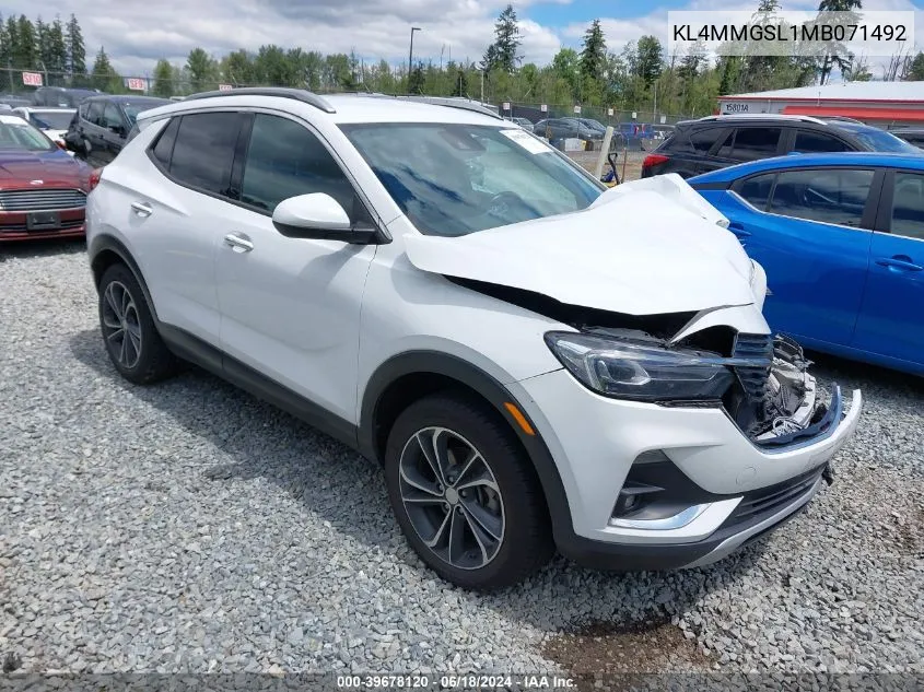 2021 Buick Encore Gx Awd Essence VIN: KL4MMGSL1MB071492 Lot: 39678120