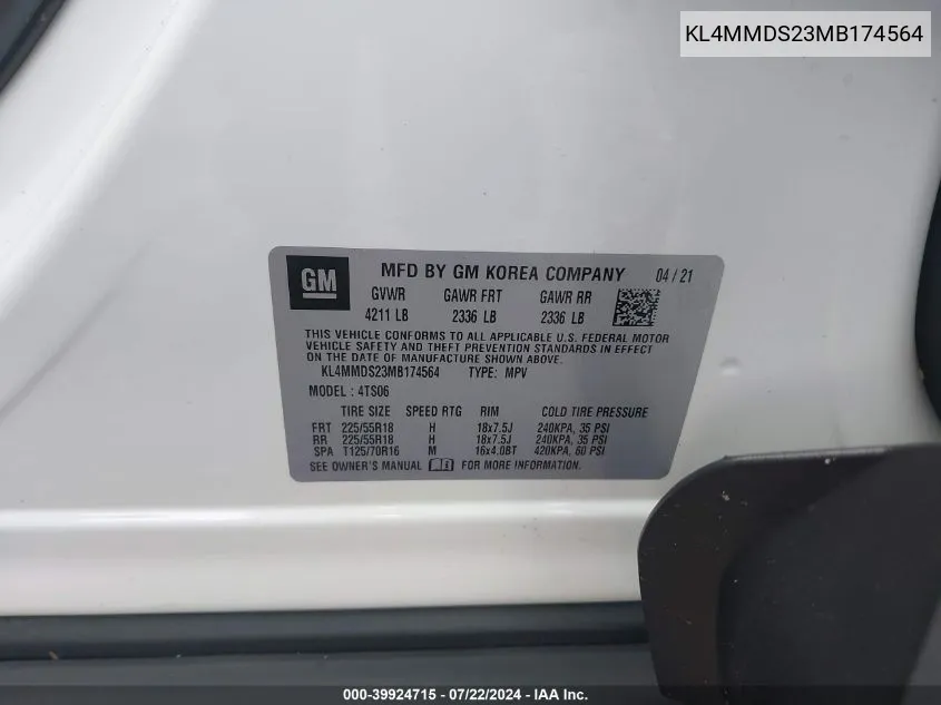 KL4MMDS23MB174564 2021 Buick Encore Gx Fwd Select