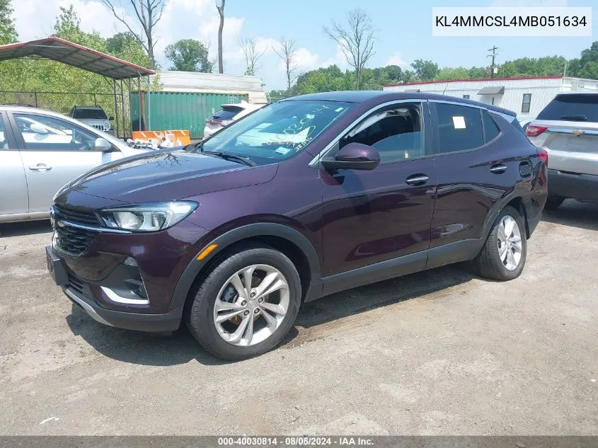 2021 Buick Encore Gx Preferred VIN: KL4MMCSL4MB051634 Lot: 40030814