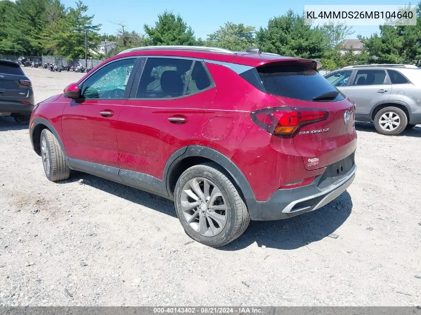 2021 Buick Encore Gx Select VIN: KL4MMDS26MB104640 Lot: 40143402