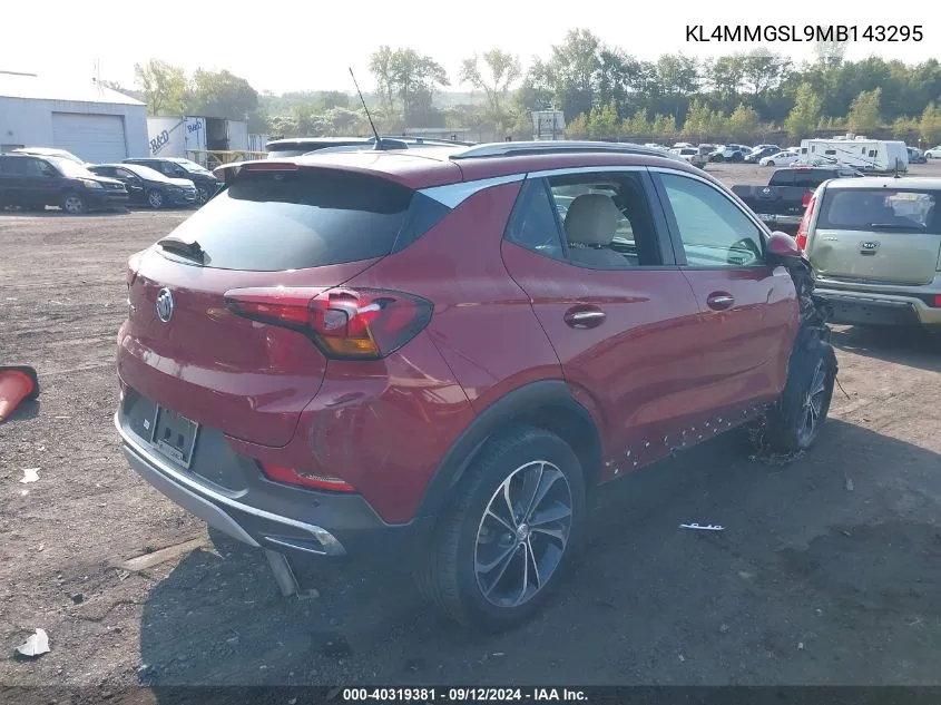 2021 Buick Encore Gx Essence VIN: KL4MMGSL9MB143295 Lot: 40319381