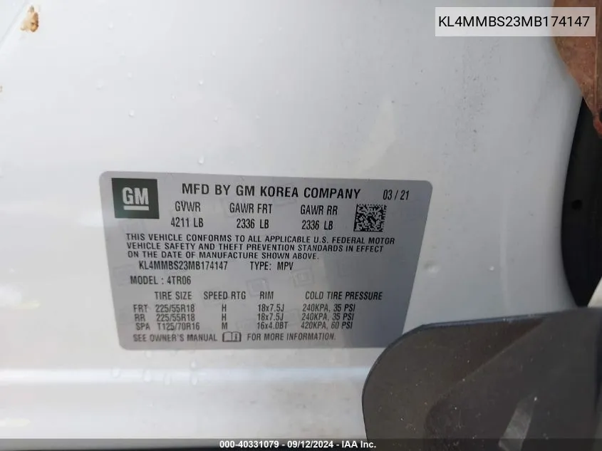 KL4MMBS23MB174147 2021 Buick Encore Gx Preferred