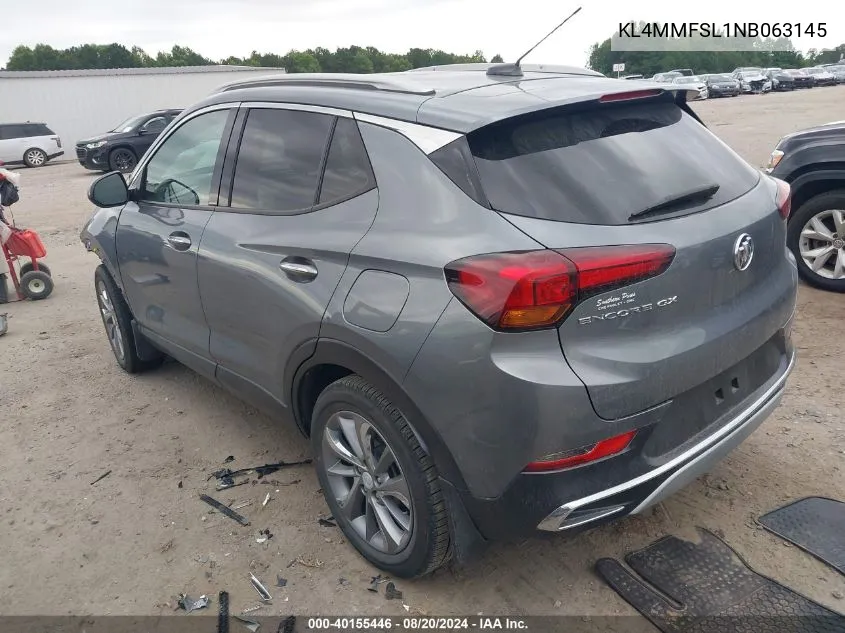 2022 Buick Encore Gx Essence VIN: KL4MMFSL1NB063145 Lot: 40155446