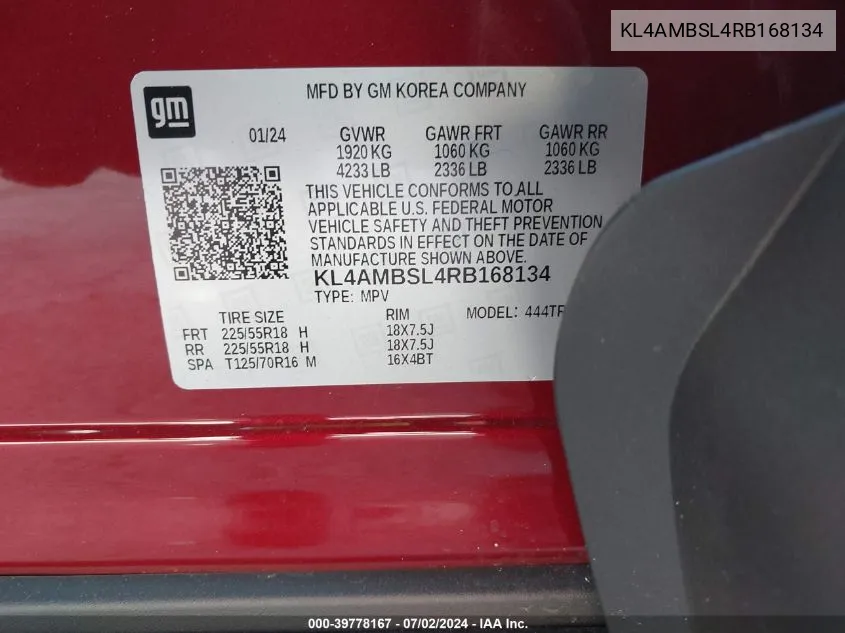 KL4AMBSL4RB168134 2024 Buick Encore Gx Preferred