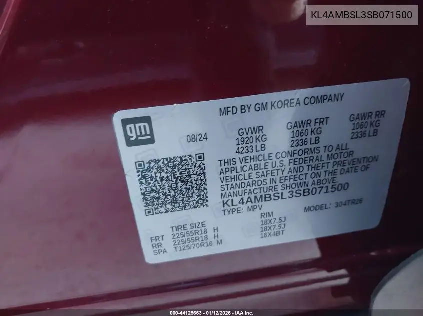 KL4AMBSL3SB071500 2025 Buick Encore Gx Preferred Fwd