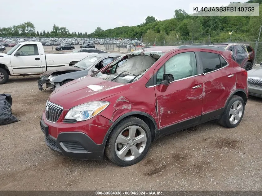 2015 Buick Encore VIN: KL4CJASB3FB140758 Lot: 39554338